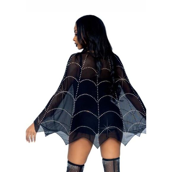 Sheer Rhinestone Spiderweb Poncho Costume - Picture 2 of 2